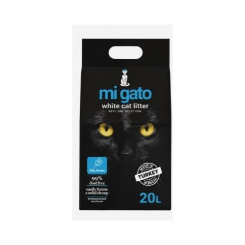 Mi Gato White Clumping Cat Litter baby powder Scent 20 kg