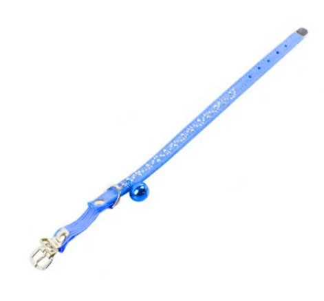 Naomi Small Blue Dog Collar with Bell