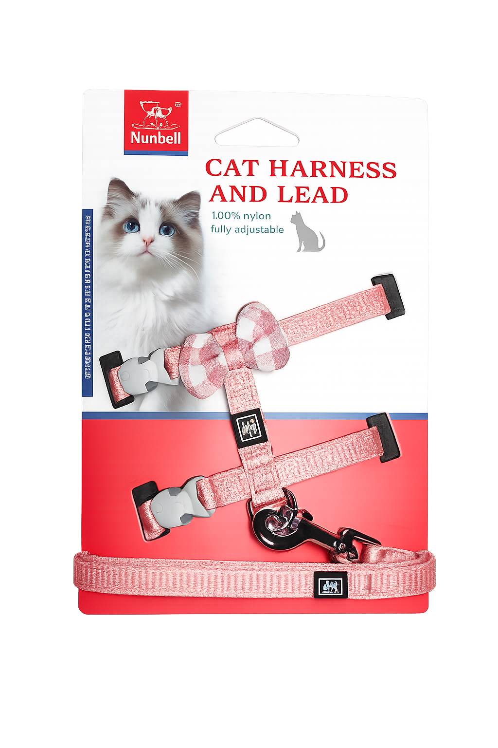 Nunbell harness & leash rose with bow for cat