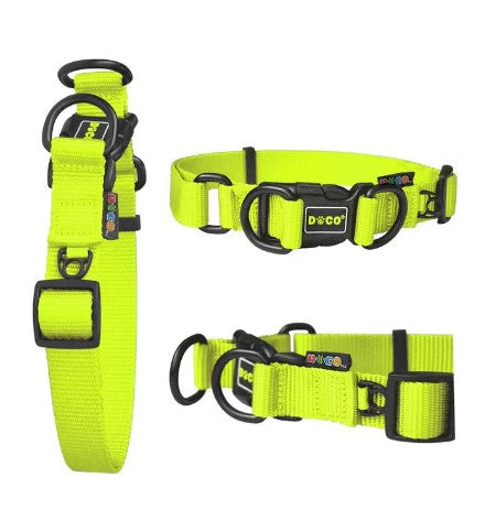 DOCO Large Lime Green Nylon Dog Collar (45-68x2.5cm)