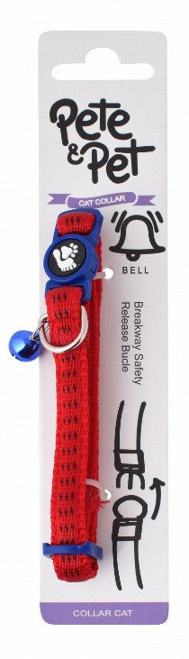 Pete & Pet Blue & Red Cat Collar with Bell