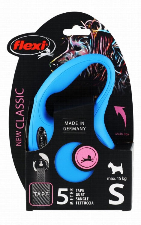 Flexi Classic Small Blue 5m Retractable Tape Leash for Dogs (Up to 15kg)1 pcs