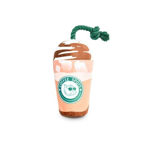 Naomi Brown Coffee Cup Plush Dog Toy with Rope