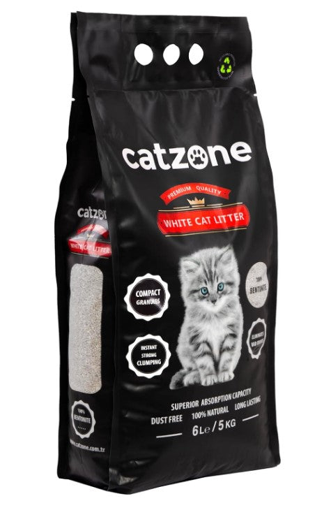 Catzone White Bentonite Clumping Cat Litter non scent 5k