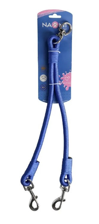 Naomi Medium Blue Double Leash for 2 Dogs