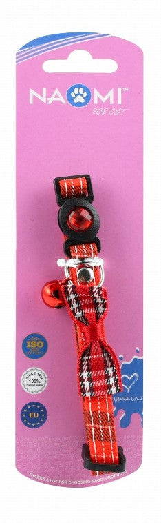 naomi xs red&white cat collar with bow&bell