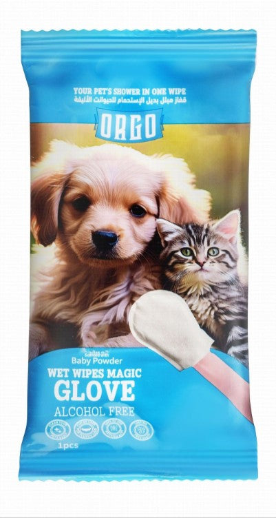 Orgo Pet Wet Wipe Glove Baby Powder Scent 1 wipes