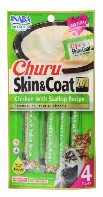 Inaba Churu Skin & Coat Creamy Chicken&scallop Cat Treats