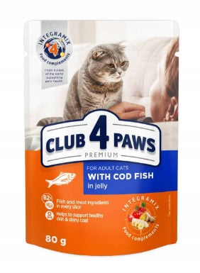 Club 4 Paws Wet Food with Cod Fish in Jelly for Adult Cats 80g