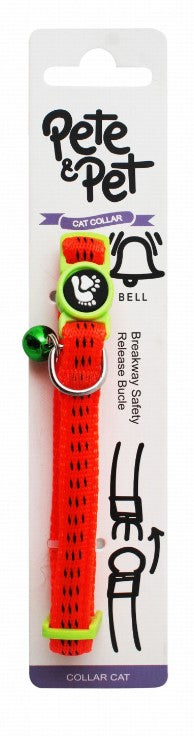 Pete & Pet Small Green & Orange Cat Collar with Bell