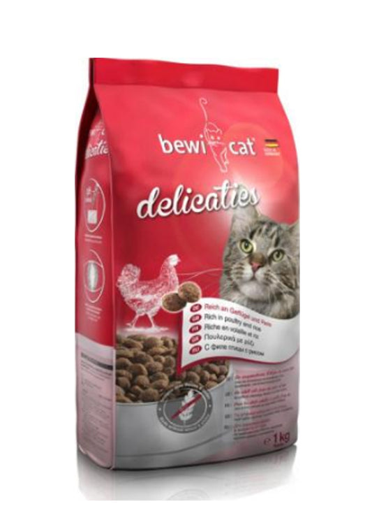 Bewi Cat Delicaties Dry Food with Poultry & Rice for Adult Cats (1+ Year)1 kg