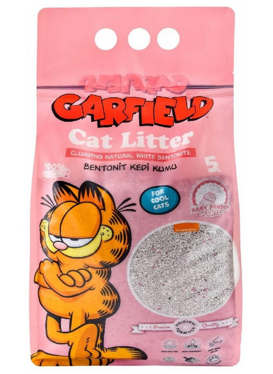 Garfield White Bentonite Clumping Cat Litter Baby Powder Scent 5L