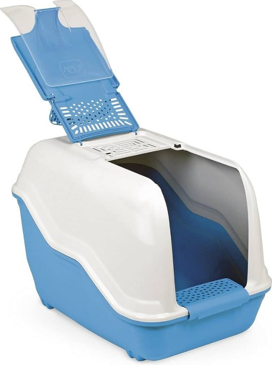 MPS Netta Maxi Blue & White Cat Litter Box (66x49x50cm) with Scoop1 set