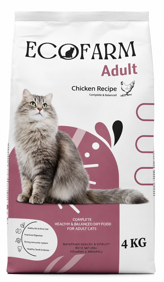 Ecofarm Dry Food with Chicken for Adult Cats 4KG