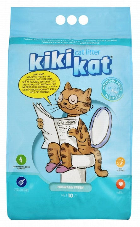 Kiki Kat Bentonite Clumping Cat Litter Mountain Fresh Scent 10l