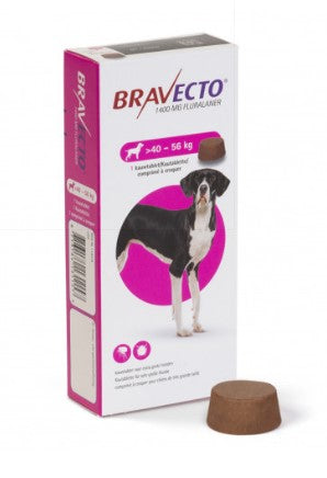 Bravecto 1400mg Fluralaner Anti-Flea & Tick Chewable Tablets for XL Dogs (40-56kg)1 tablets