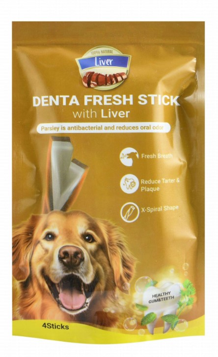 Rich Denta Fresh Spiral Shaped Stick Dog Treats with Liver & Parsley