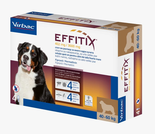 Virbac 402/3600mg Effitix Flea & Tick Solution for Very Large Dogs (40-60kg)