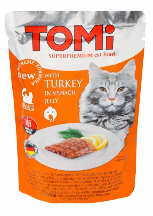 tomi wet food with turkey&spinach for cat 100gr
