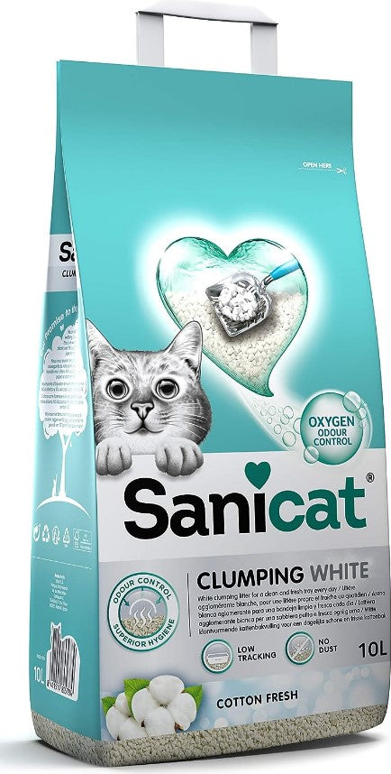 Sanicat Active White Ultra Clumping Cat Litter dust free fragrance free 10l