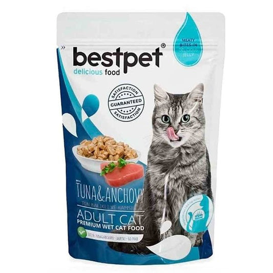 Bestpet Wet Food with Tuna & Anchovy in Jelly for Adult Cats 85gm