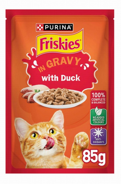 Purina Friskies Wet Cat Food with duck in Gravy - colorants free 85g