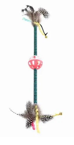 Naomi Multicolored Cat Teaser Toy with Ball & Feathers