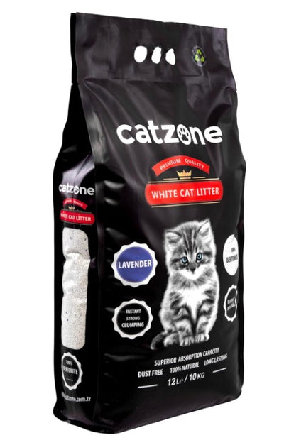 Catzone White Bentonite Clumping Cat Litter Lavender Scent 10 k