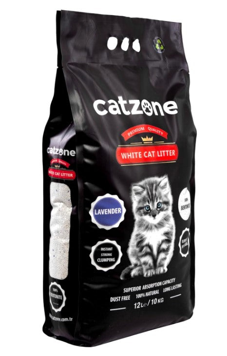 Catzone White Bentonite Clumping Cat Litter Lavender Scent 10 k