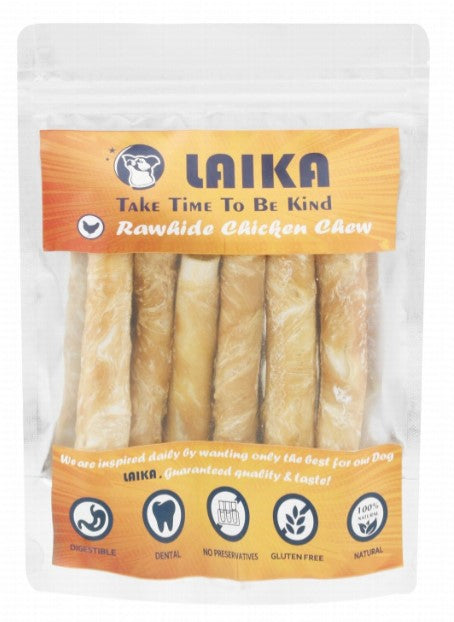 Laika Rawhide Dog Treats with Chicken gluten fre sugar free preservatives free