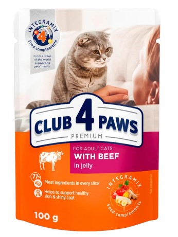 Club 4 Paws Wet Food with Beef in Jelly for Adult Cats 100g