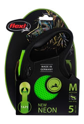 Flexi Neon Medium Black & green 5m Retractable Tape Leash for Dogs (Up to 25kg)