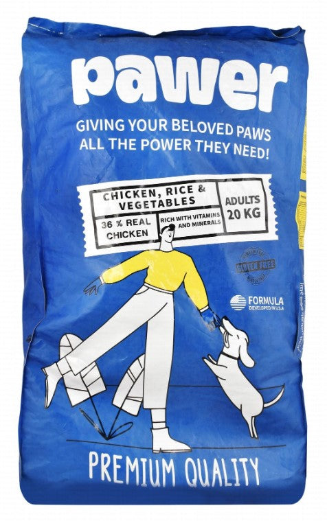 Pawer Dry Food with Chicken  Rice & Vegetable for Adult Dogs20 kg