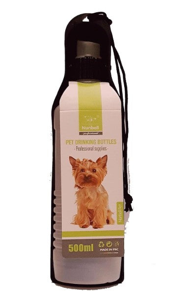Nunbell Black 500ml Portable Plastic Gourd Shaped Pet Water Bottle with Bowl1 pcs