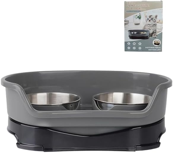 Stainless steel pet double bowl