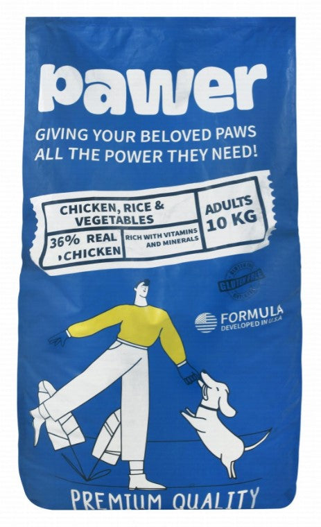 Pawer Dry Food with Chicken  Rice & Vegetables for Adult Dogs10 kg