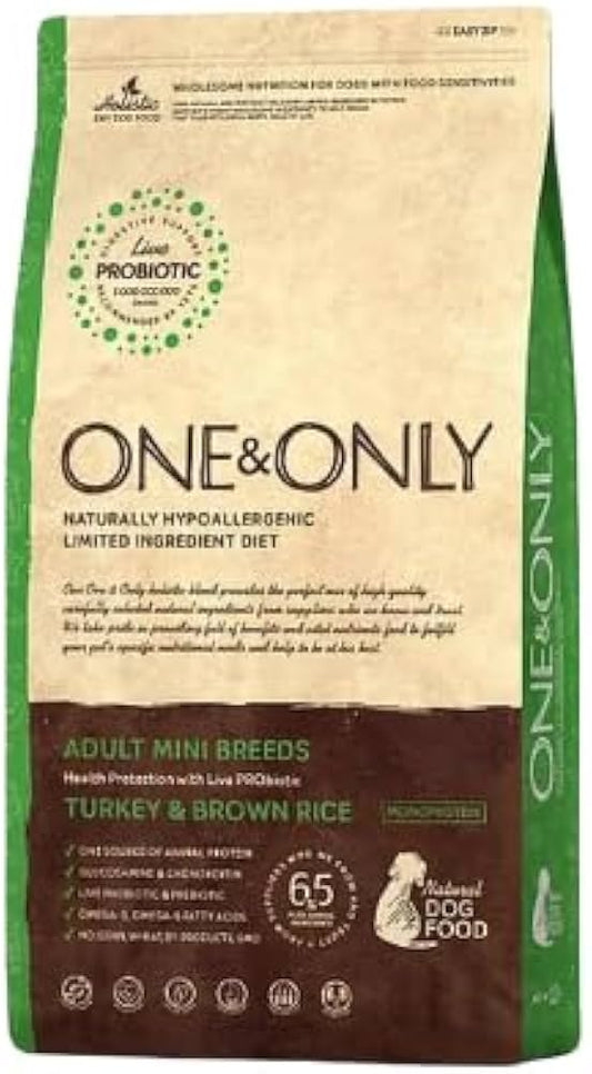 One & Only Hypoallergenic Dry Food with Turkey & Brown Rice for Mini Breed Sensitive Adult 3 kg  Dogs (1+ Years)