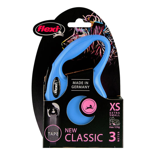 Flexi Classic xsmall blue 3m Retractable Tape Leash for Dogs (Up to 12kg)