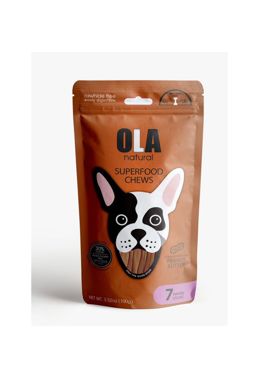 Ola twisty sticks Dog Treats Peanut Butter with Chicken (7 Pieces)