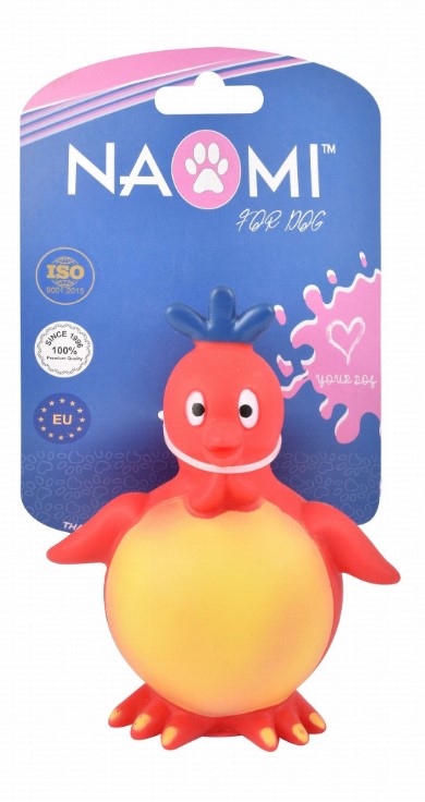 Naomi Red & Yellow Chicken Shaped Dog Chew Toy