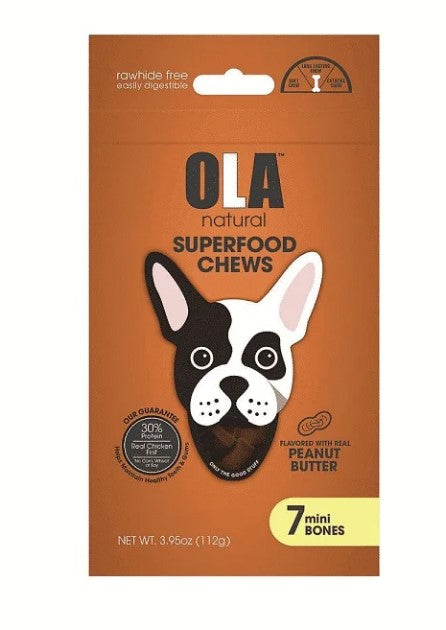 Ola Superfood Chew Stick Dog Treats Peanut Butter Flavor with Chicken (7 Pieces)