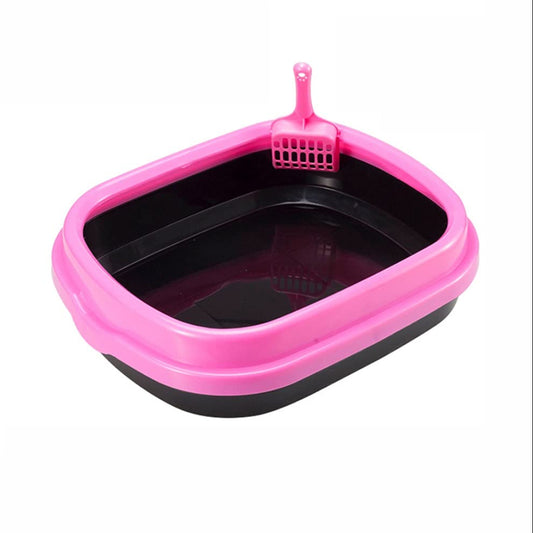Groovy Cat Litter Tray with Rim & Scoop (42x35x15cm)