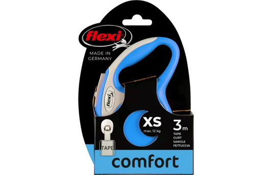 Flexi comfort xsmall white & blue 3m Retractable Tape Leash for Dogs (Up to 12kg)