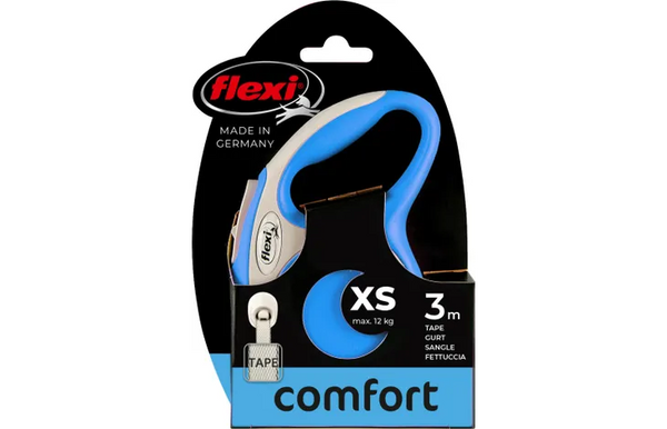 Flexi comfort xsmall white & blue 3m Retractable Tape Leash for Dogs (Up to 12kg)