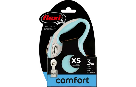 Flexi comfort xsmall white & light blue 3m Retractable Tape Leash for Dogs (Up to 12kg)