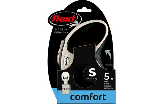 Flexi Comfort Small Black & White 5m Retractable Tape Leash for Dogs (Up to 15kg)