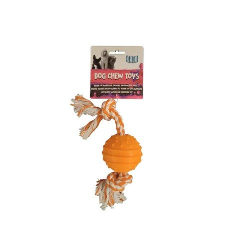 Orgo Orange & White Rope & Ball Dog Chew Toy