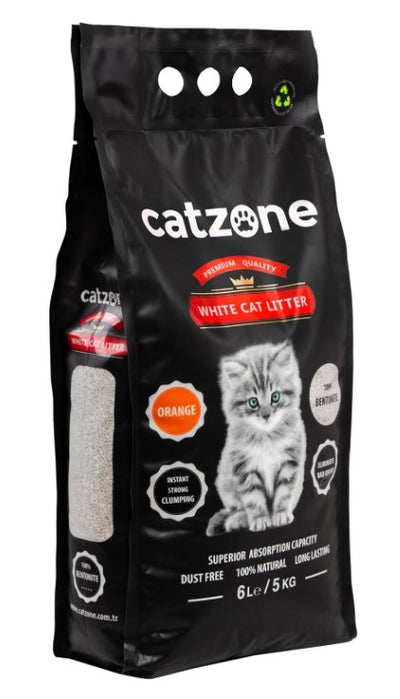 Catzone White Bentonite Clumping Cat Litter ORANGE 5k
