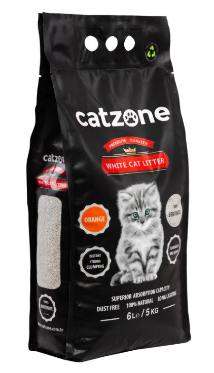 Catzone White Bentonite Clumping Cat Litter ORANGE 5k