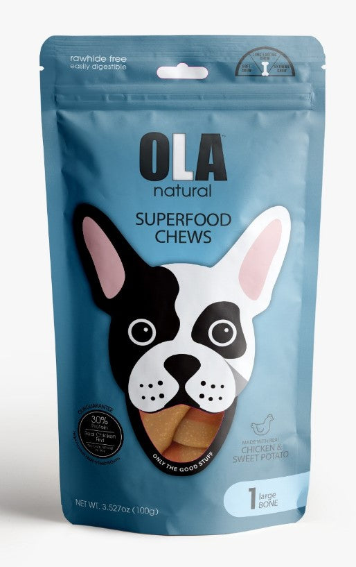 Ola Superfood Large Chew Bone Dog Treat with Chicken & Sweet Potato